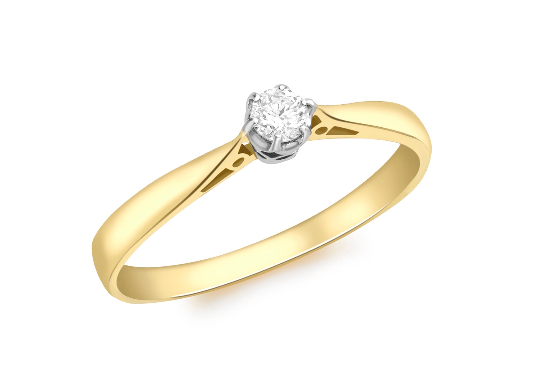 18ct Yellow Gold 0.10ct Diamond Claw Set Solitaire Ring – Harper