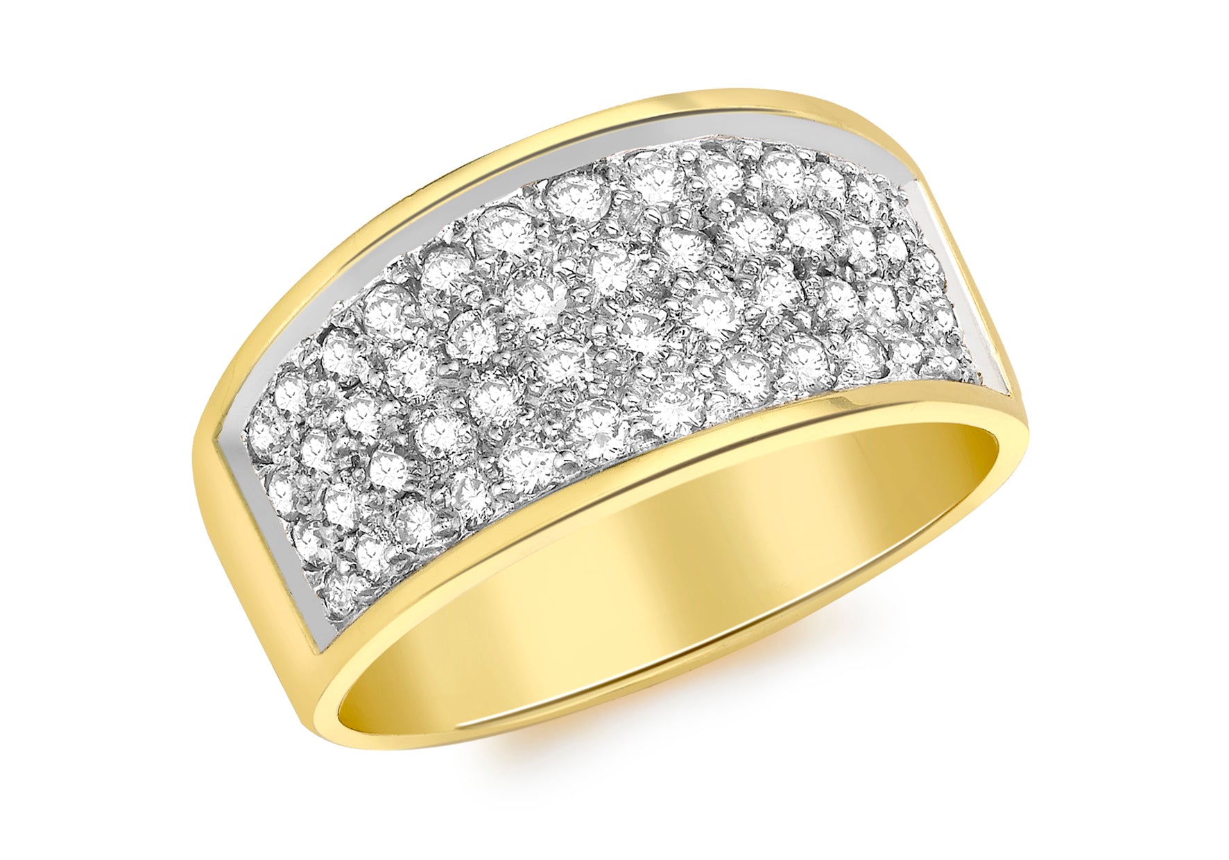 18ct Yellow Gold 1.00ct Diamond 4-Row Pave Set Ring – Harper Kendall