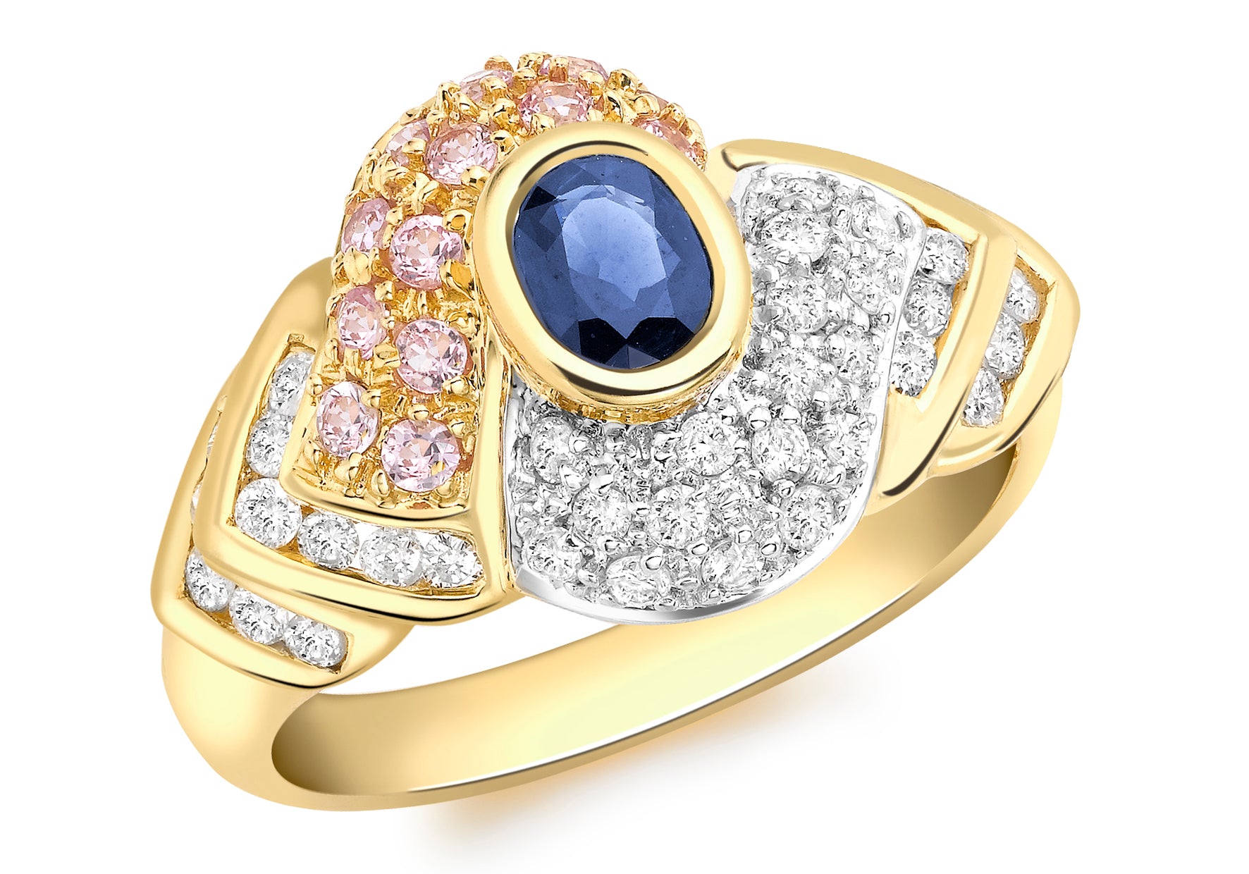 Sapphire set in yellow on sale gold