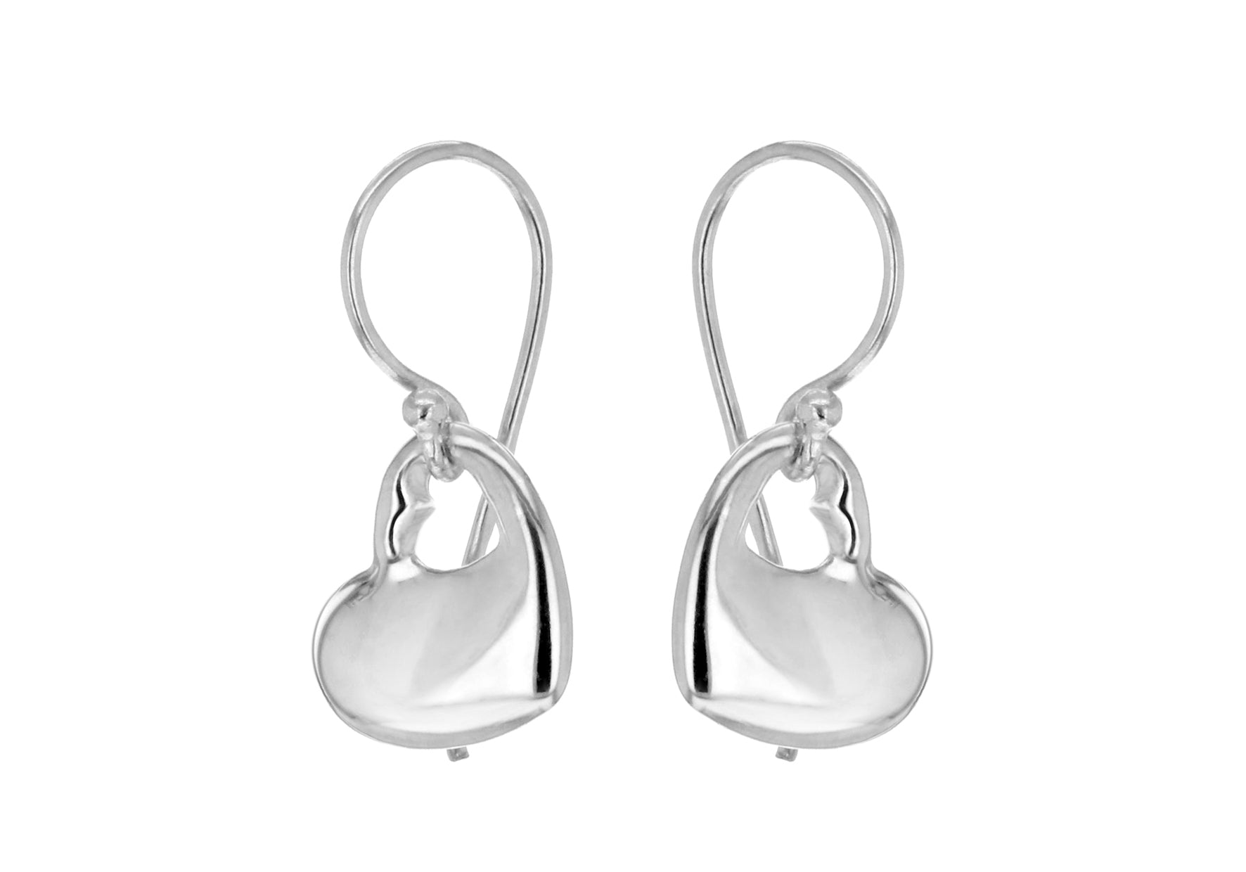 Sterling Silver Heart Drop Hook Earrings