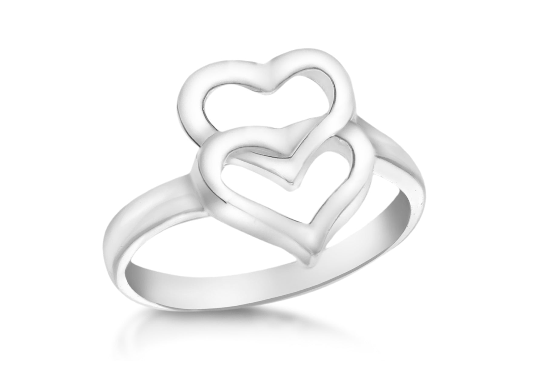 Sterling silver double deals heart ring