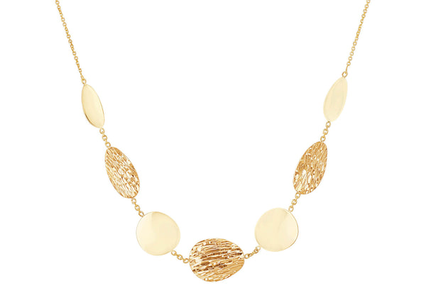 9ct Yellow Gold Satin and Polished Pebble Necklet