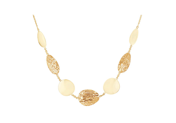 9ct Yellow Gold Satin and Polished Pebble Necklet