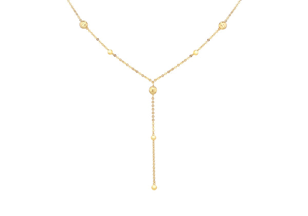 9ct Yellow Gold Diamond Cut Ball Y Necklet