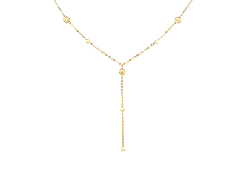 9ct Yellow Gold Diamond Cut Ball Y Necklet