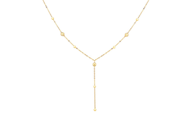 9ct Yellow Gold Diamond Cut Ball Y Necklet