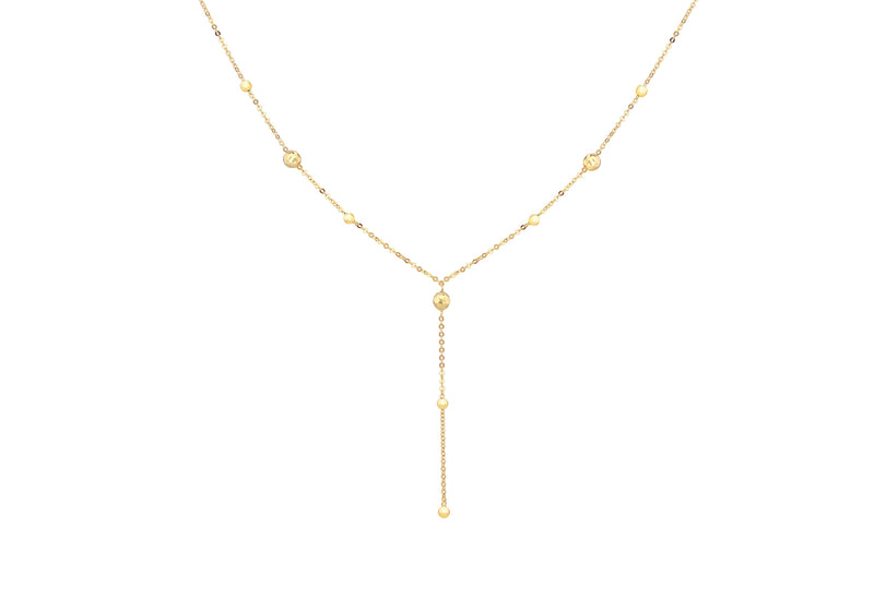 9ct Yellow Gold Diamond Cut Ball Y Necklet