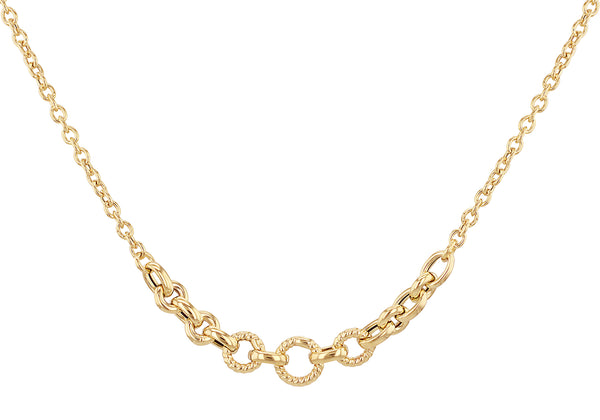 9ct Yellow Gold Tri-Rings Links Chain Necklace