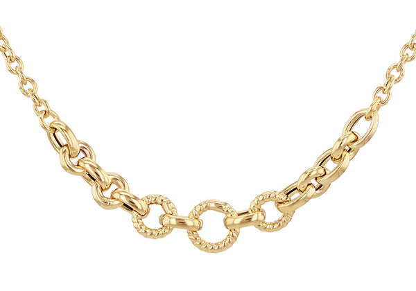 9ct Yellow Gold Tri-Rings Links Chain Necklace