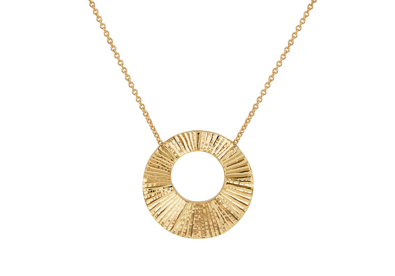 9ct Yellow Gold Etched Sunray Necklace