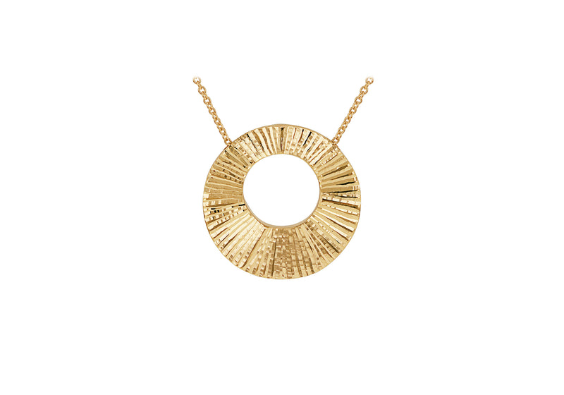 9ct Yellow Gold Etched Sunray Necklace