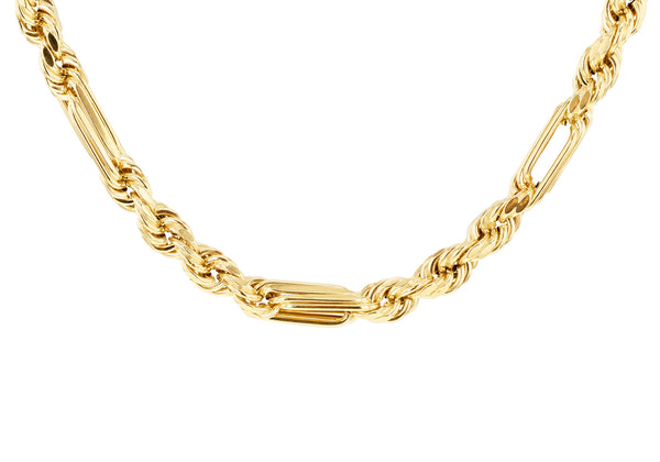 9ct Yellow Gold Diamond Cut Knot Links Rope Chain