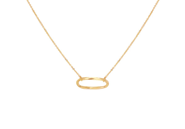 9ct Yellow Gold Diamond Cut Oval Paper Twist Necklace