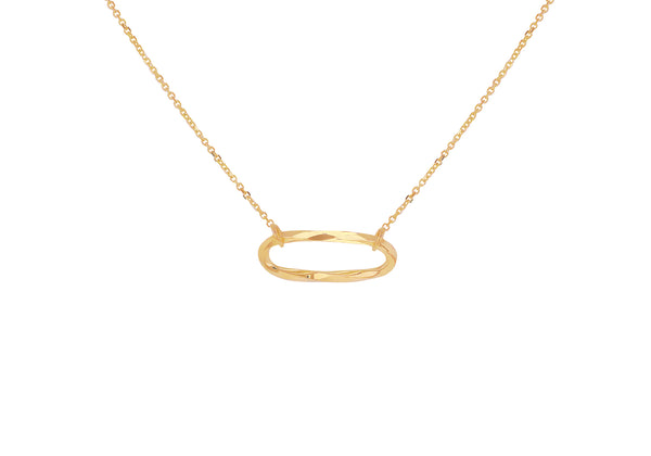 9ct Yellow Gold Diamond Cut Oval Paper Twist Necklace