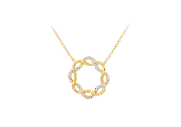 9ct Yellow Gold White Zirconia Wreath Necklace