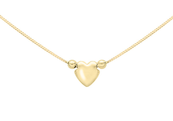 9ct Yellow Gold Triple-Heart Charm Box Chain Necklace