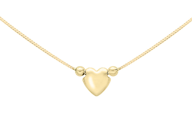 9ct Yellow Gold Triple-Heart Charm Box Chain Necklace