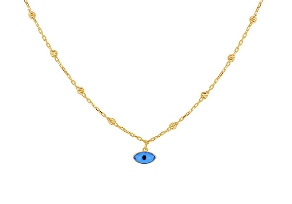 9ct Yellow Gold Evil Eye Ball Chain Pendant