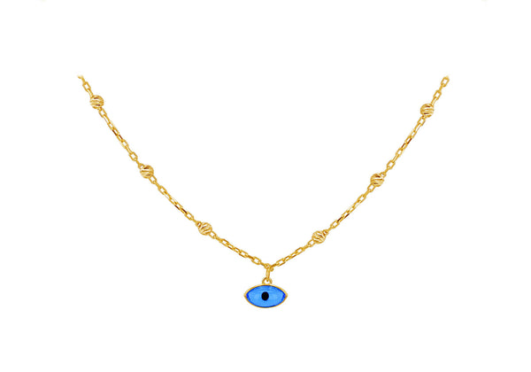 9ct Yellow Gold Evil Eye Ball Chain Pendant