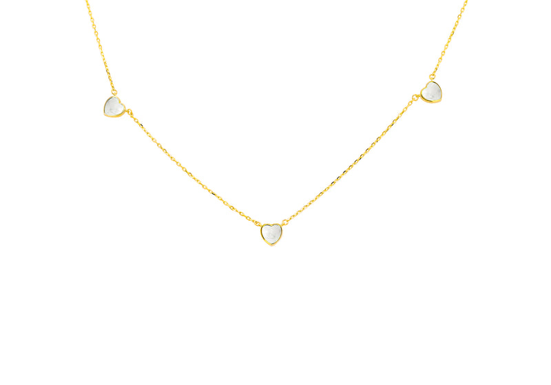 9ct Yellow Gold Mother Of Pearl Heart Petal Necklace