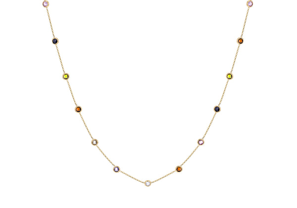 9ct Yellow Gold Rainbow Zirconia Necklace