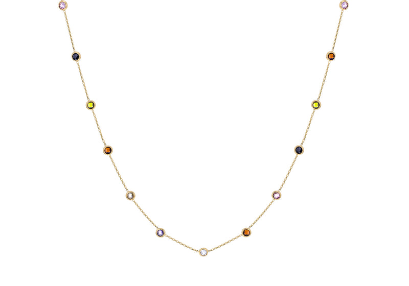 9ct Yellow Gold Rainbow Zirconia Necklace