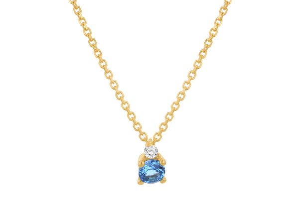 9ct Yellow Gold Blue and White Zirconia Pendant Necklace