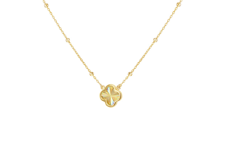 9ct Yellow Gold Rainbow Petal Ball Chain Pendant