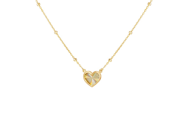 9ct Yellow Gold Rainbow Heart Ball Chain Pendant