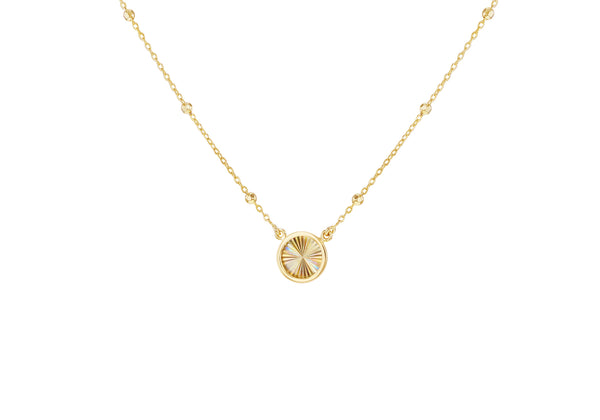 9ct Yellow Gold Rainbow Round Ball Chain Pendant