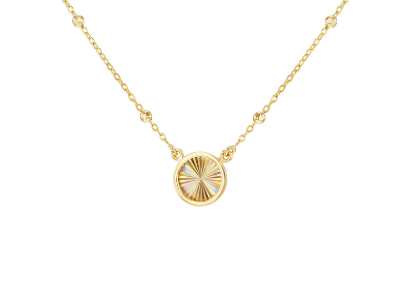 9ct Yellow Gold Rainbow Round Ball Chain Pendant