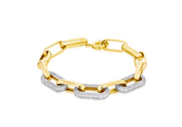 9ct Yellow Gold White Zirconia Links Bracelet