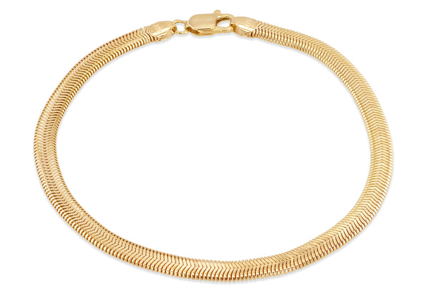 9ct Yellow Gold Flat Snake Chain Bracelet