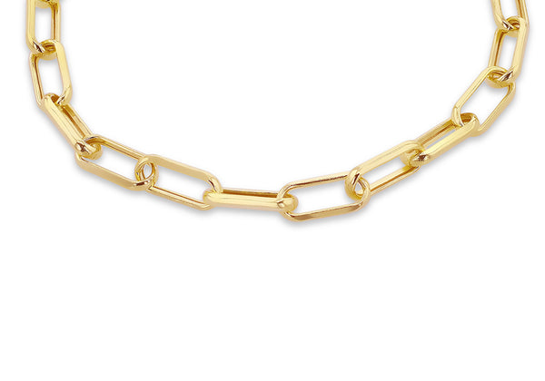 9ct Yellow Gold Faceted Paper Chain Links Bracelet