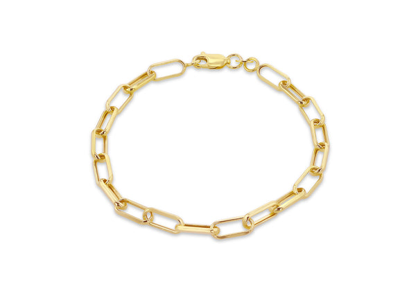 9ct Yellow Gold Faceted Paper Chain Links Bracelet