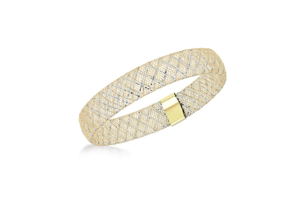 9ct Two-Tone Gold Flexible Mesh Bangle