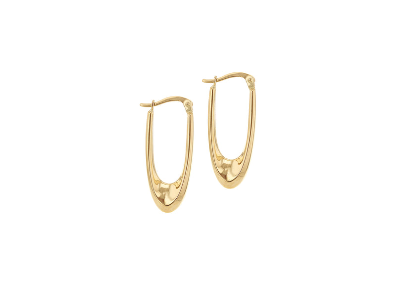 9ct Yellow Gold Protracted Hoop Earrings