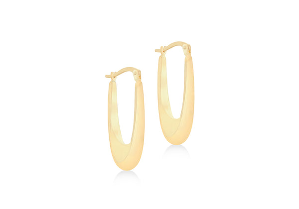 9ct Yellow Gold Protracted Hoop Earrings