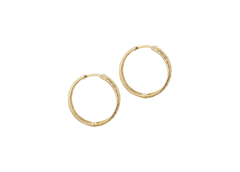 9ct Yellow Gold Quilted Midi Hoop Earrings