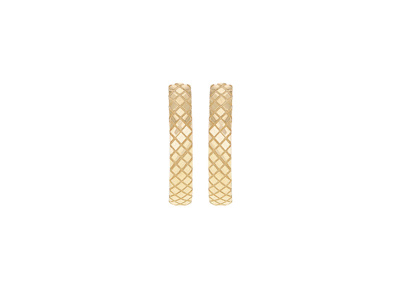 9ct Yellow Gold Quilted Midi Hoop Earrings