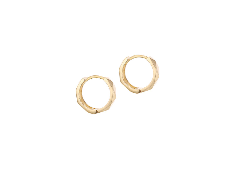 9ct Gold Faceted Small Hoop Earrings