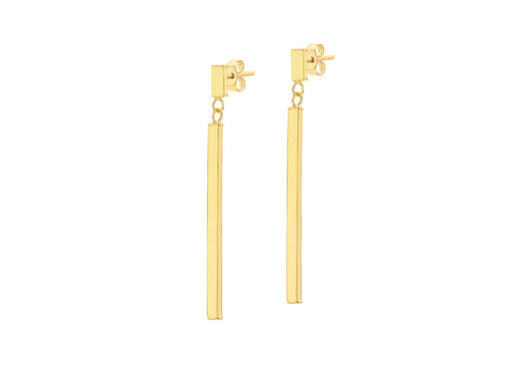 9ct Yellow Gold Bar Drop Earrings