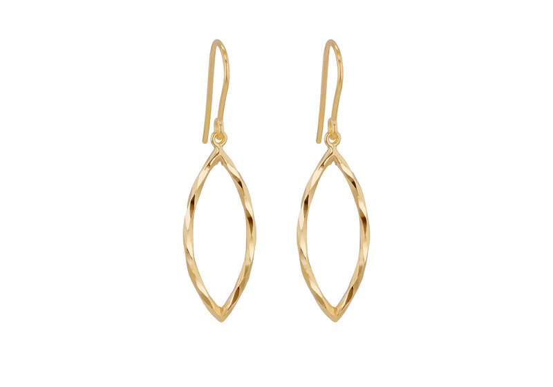 9ct Yellow Gold Marquis Hook Drop Earrings