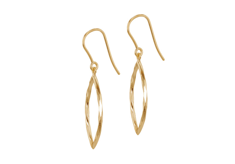 9ct Yellow Gold Marquis Hook Drop Earrings