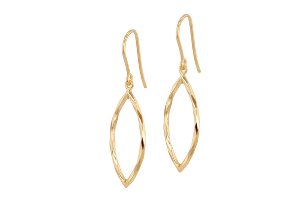 9ct Yellow Gold Marquis Hook Drop Earrings