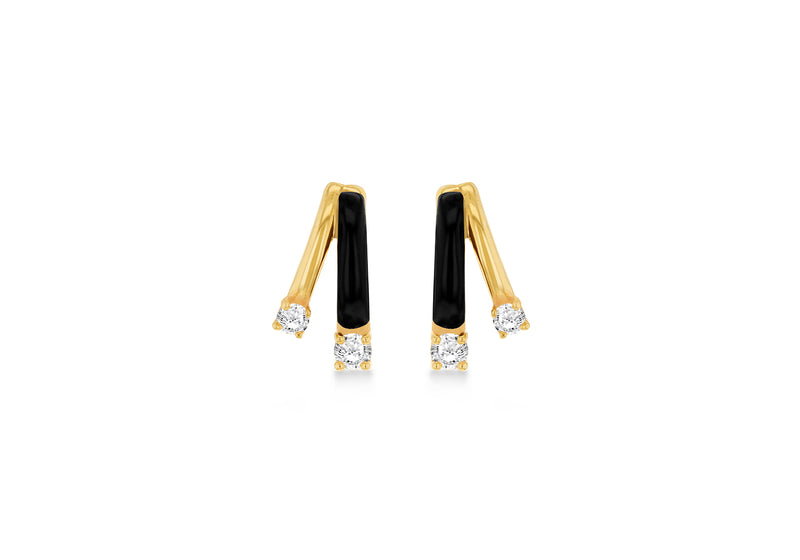 9ct Yellow Gold 0.03ct & 0.04ct Diamond Bar Stud Earrings