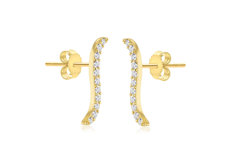 9ct Yellow Gold White Zirconia Twirl Earrings