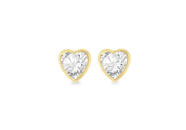 9ct Yellow Gold Heart Stud Earrings