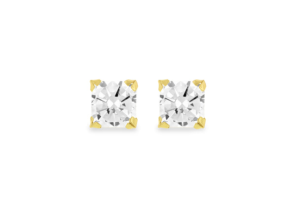 9ct Yellow Gold Square Stud Earrings