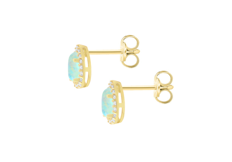 9ct Yellow Gold Opal and Zirconia Halo Teardrop Earrings